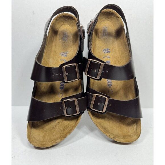 Birkenstock Soft Footbed Milano Sandals Brown Leather Slip On Casual Men’s Sz 12 - Picture 8 of 8